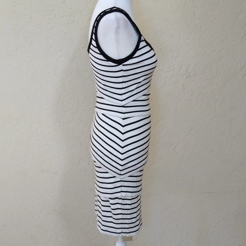 Bailey 44 White Black Striped Ribbed Tiered Tank Mini Dress Size XS - Picture 7 of 9